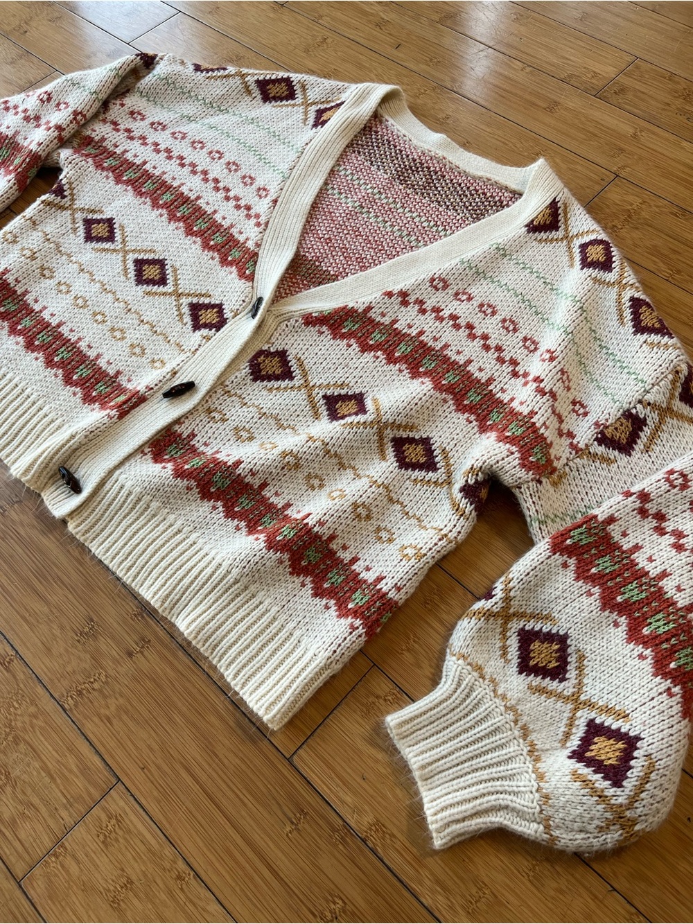 Mohave Western Print Chunky Cardigan Sweater with Toggle Buttons